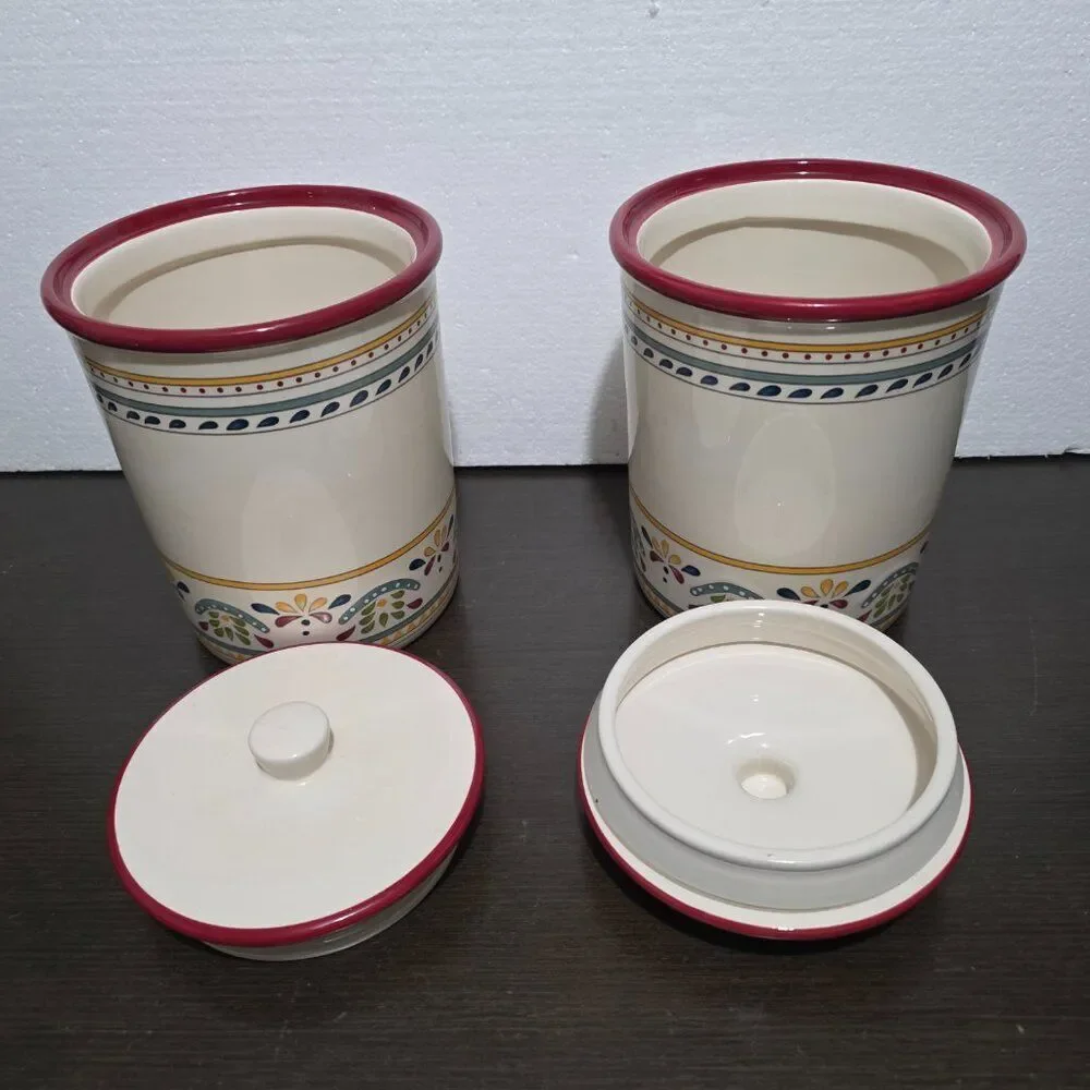 Bobby Flay Sevilla Set of 2 Canisters & Lids Painted